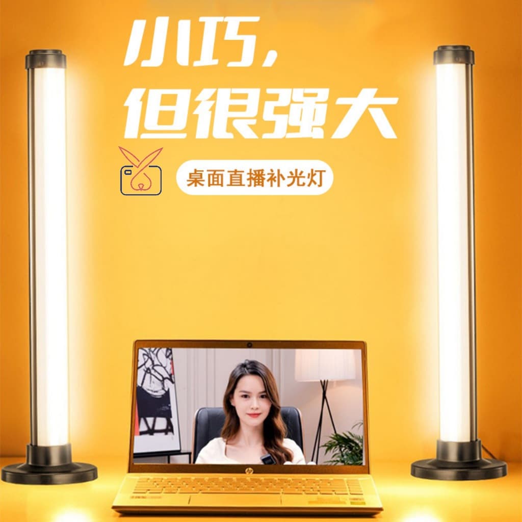 Desktop Dual-Row LED Live Streaming Fill Light for Streamer Computer Face Skin Tenderizing and Background Ambiance Lighting