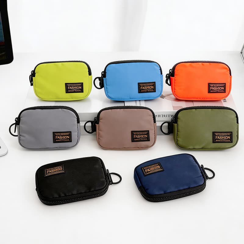 Cross-border men and women's new nylon coin purse card holder key bag can be stored and zippered simple casual style coin bag