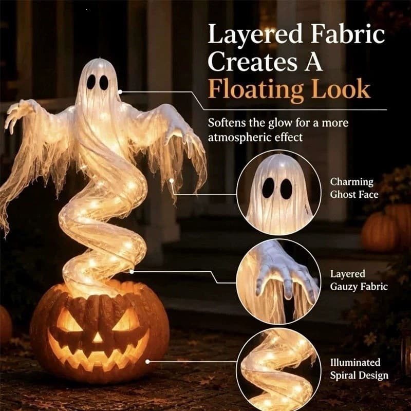 Amazon Best Seller Cute Ghost Pumpkin Yard Lamp Halloween Ghost Pumpkin Garden Light
