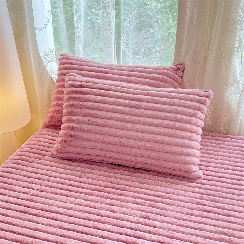 Autumn/Winter Flannel Striped Pillowcase 48*74cm Pair Set, Home Thickened Warm Solid Gradient Pillow Cover