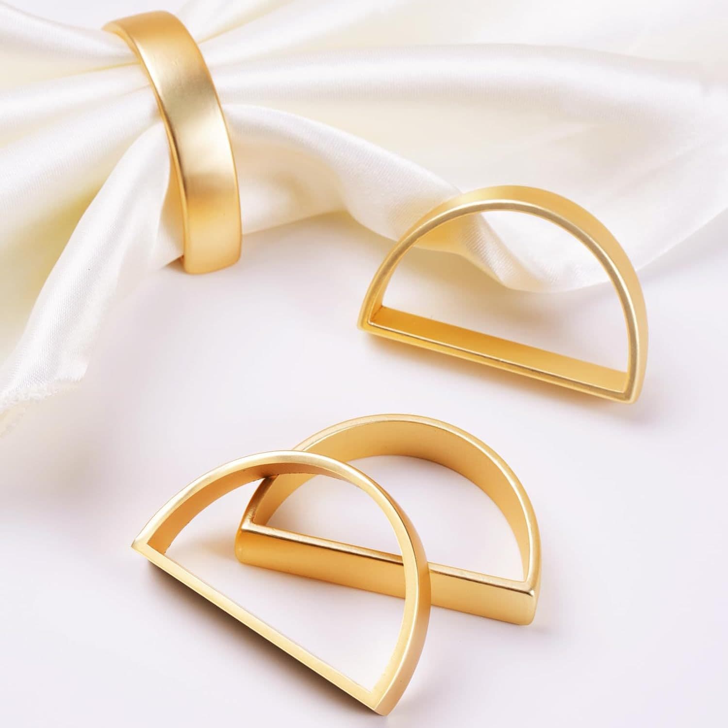 Zinc alloy D-shaped napkin clip, gold polished napkin ring, cross-border semi-circular creative napkin clip, table decoration.