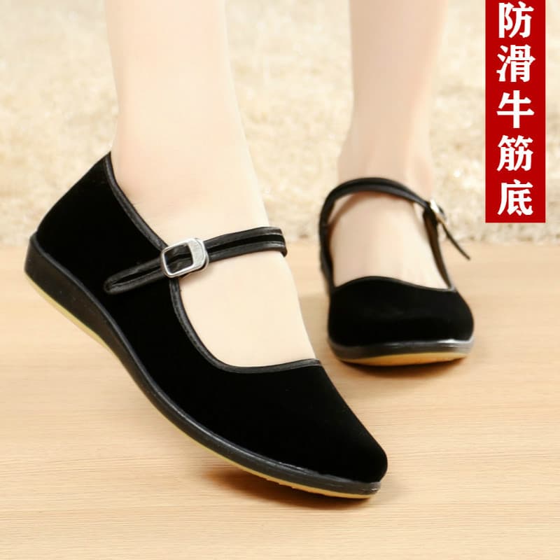 Old Beijing Cloth Shoes Women's Black Cloth Shoes Casual Work Shoes Cowhide Sole Work Shoes Factory Direct Wholesale