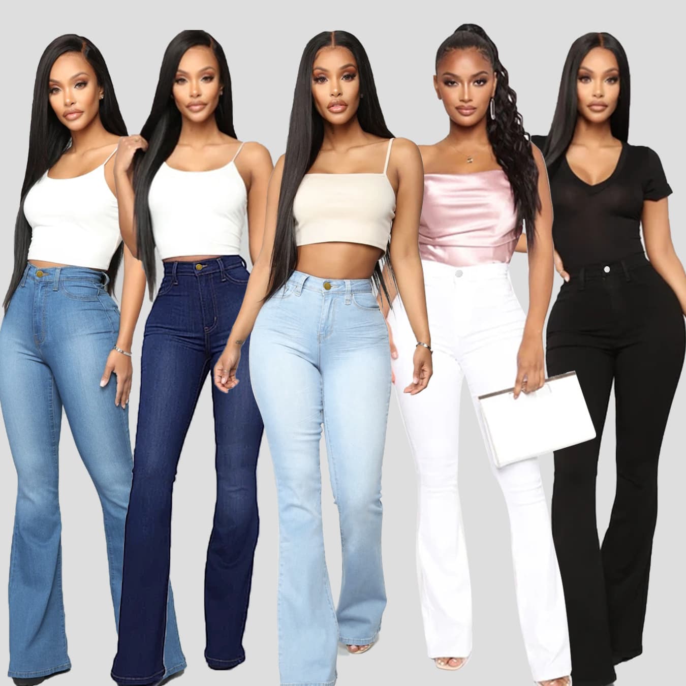 Cross-Border Foreign Trade eBay Amazon Wish European and American Women's Wear Classic High-Waist Slimming Flared Jeans