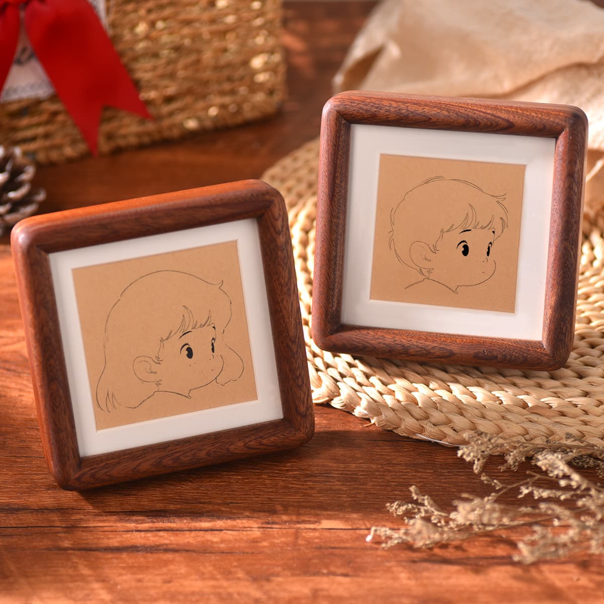 Baby fetal hair mini solid wood mortise and tenon handmade diy baby fetal hair commemorative advanced creative table square 4 inches