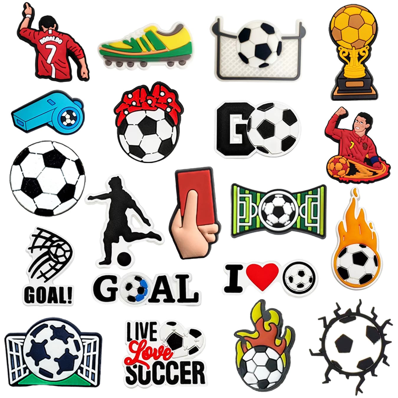 2024 New Soccer Series Shoe Accessories DIY Soft Rubber Shoe Charms PVC Decorations for Crocs Shoe Clips World Cup