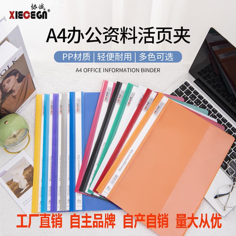 Wholesale Xieceng punched report folders, transparent 2-hole double-page LW320 file binding clips, simple report holders