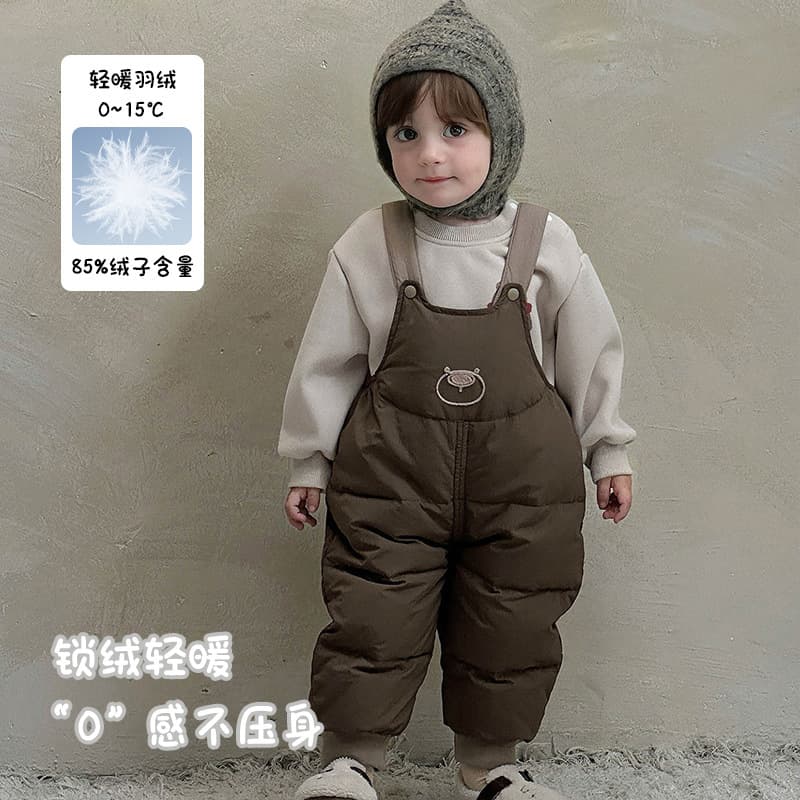 2025 Autumn/Winter New Style Baby Down Pants Boys' Down Overalls, Warm and Thickened Cartoon Pants (Class A)