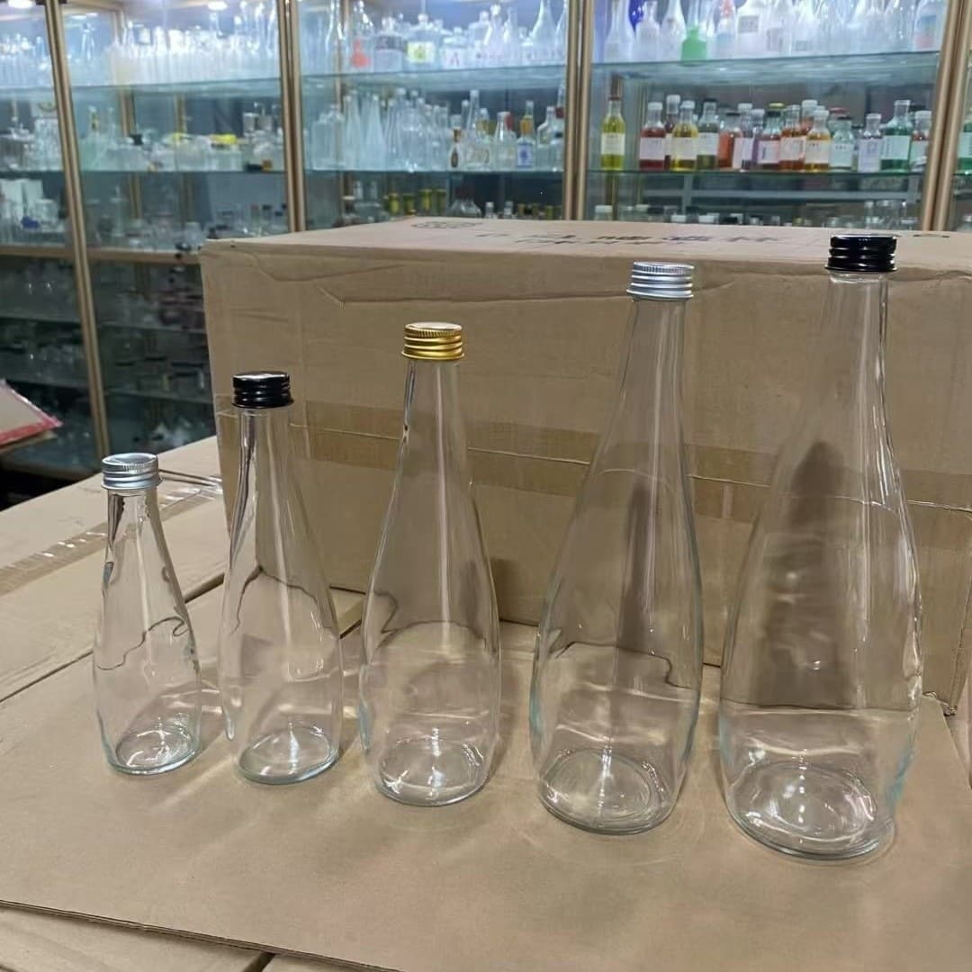 330ml 500ml Aluminum Cap Transparent Mineral Water Glass Bottle, 750ml Beverage Juice Fruit Wine Glass Bottle, White Wine Bottle, Ice Wine Bottle
