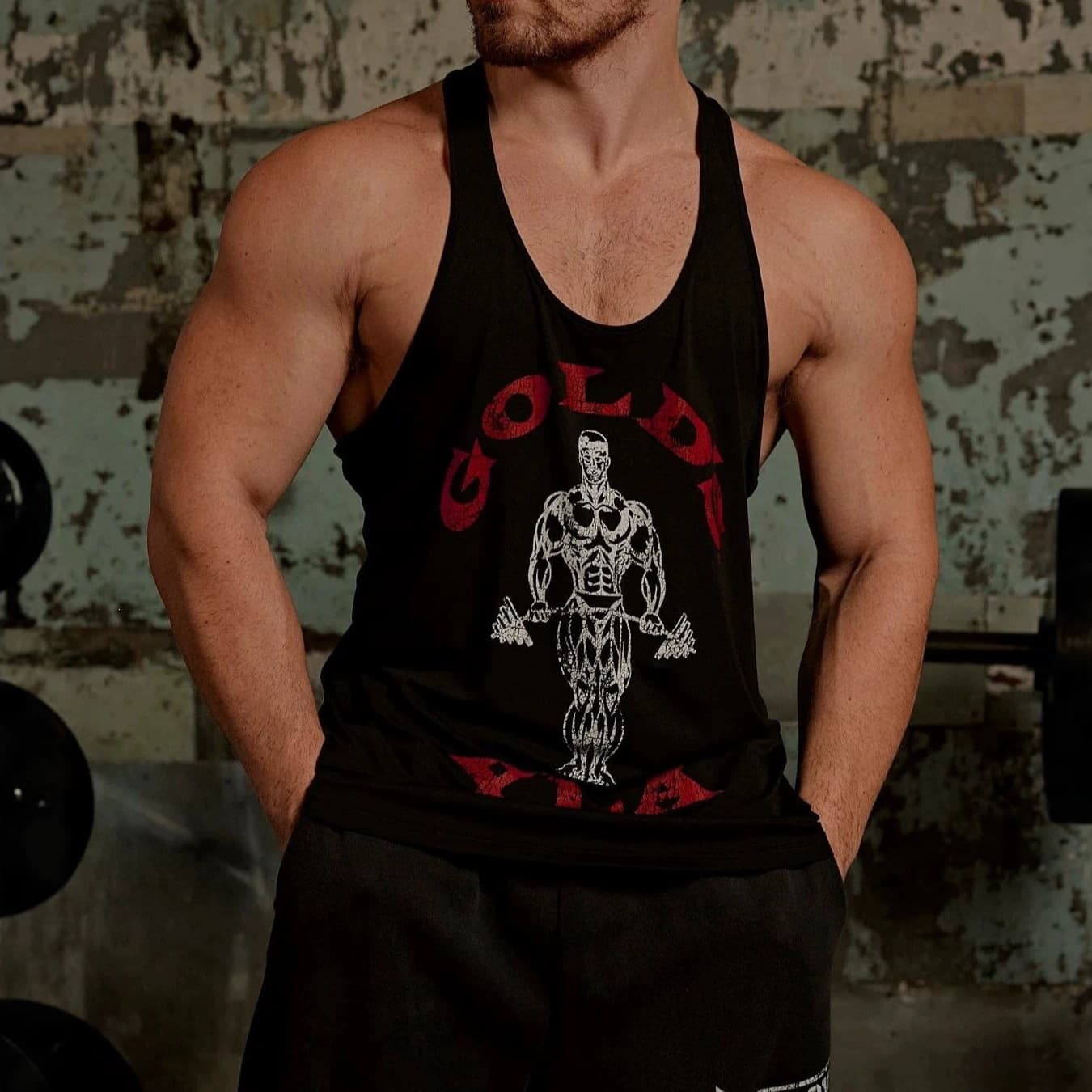 YOUNGLA American Streetwear Summer New Men's Vest Jogger Sports Fitness Cotton Slim Fit Vest