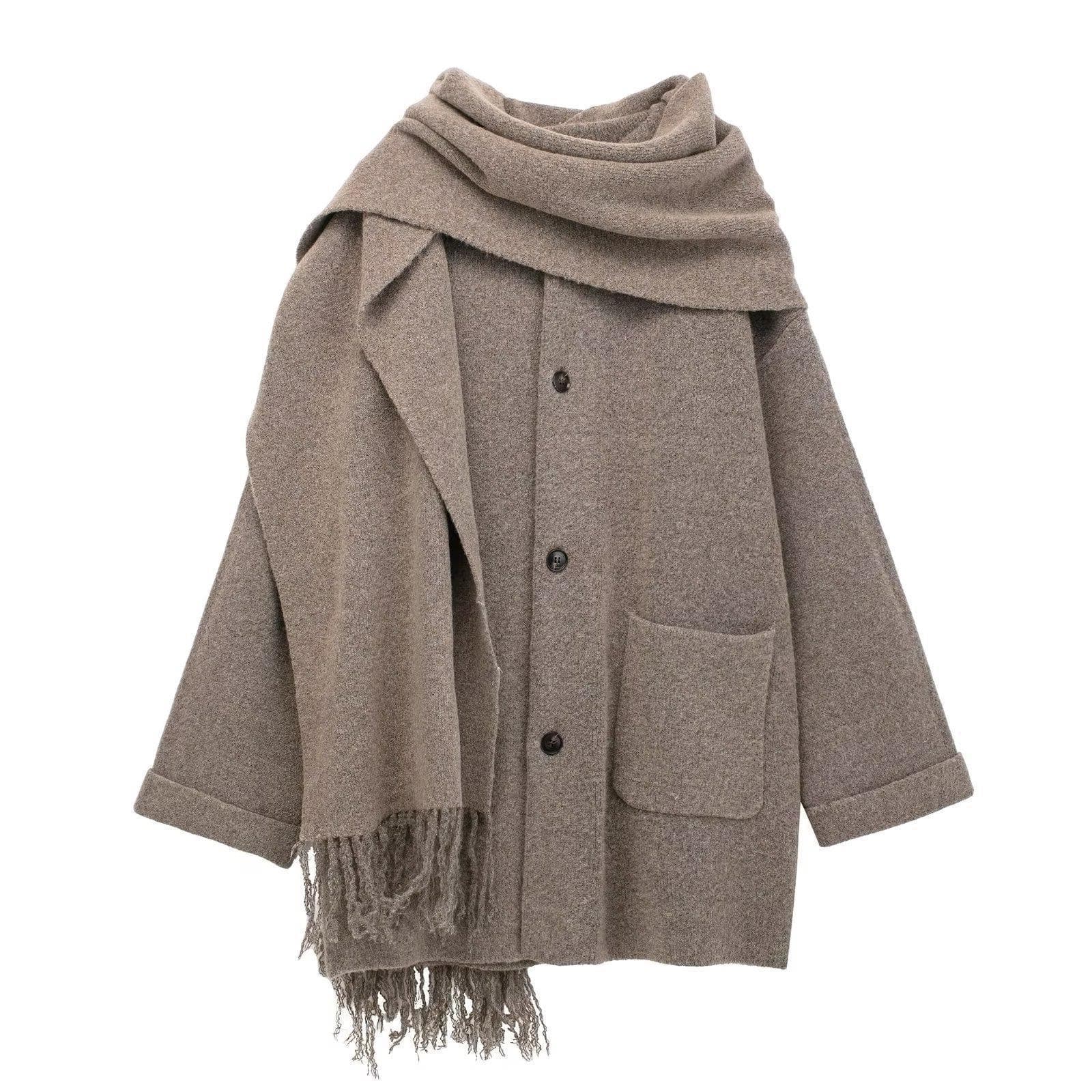 TAOP&ZA Autumn Winter New Women's Fashion European American Warm Scarf Short Knit Coat 5755152