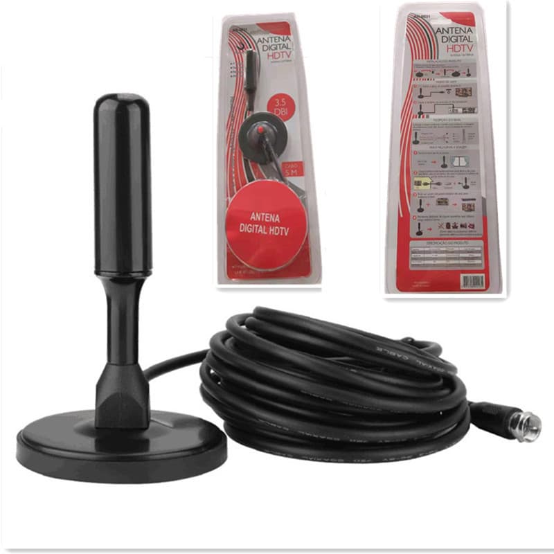Manufacturer's DVB-T2 high-definition digital TV antenna with large iron plate for terrestrial wave set-top box reception of strong signals.