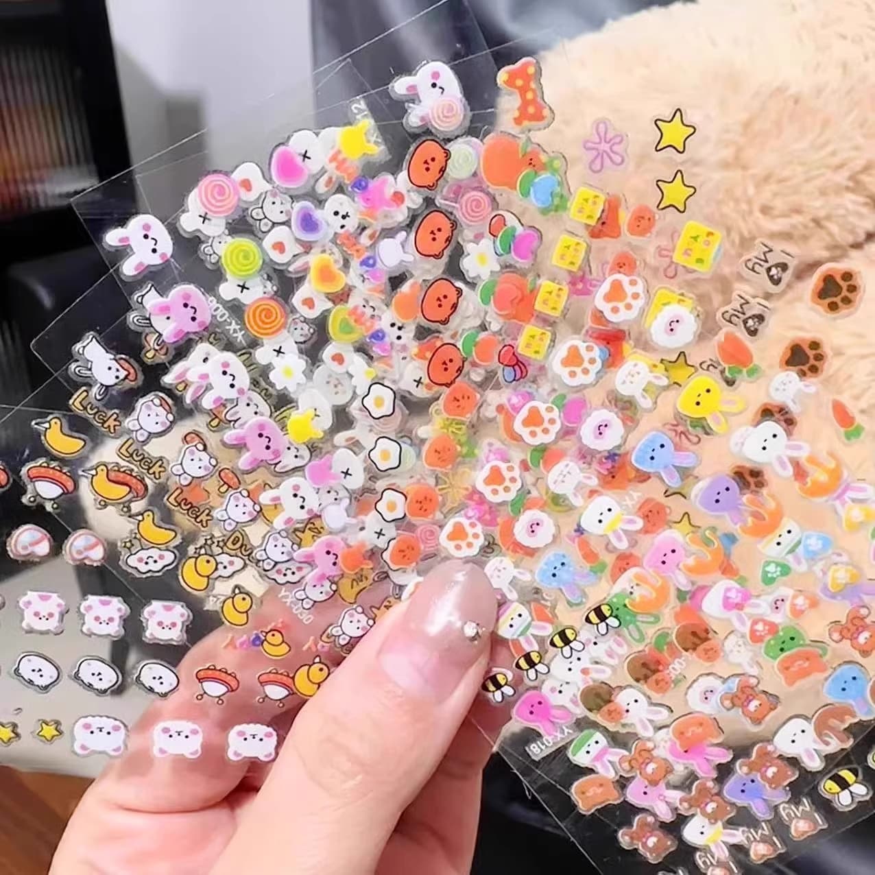 Children's cute cartoon bunny nail stickers princess baby waterproof nail art decals kids toy bunny stickers