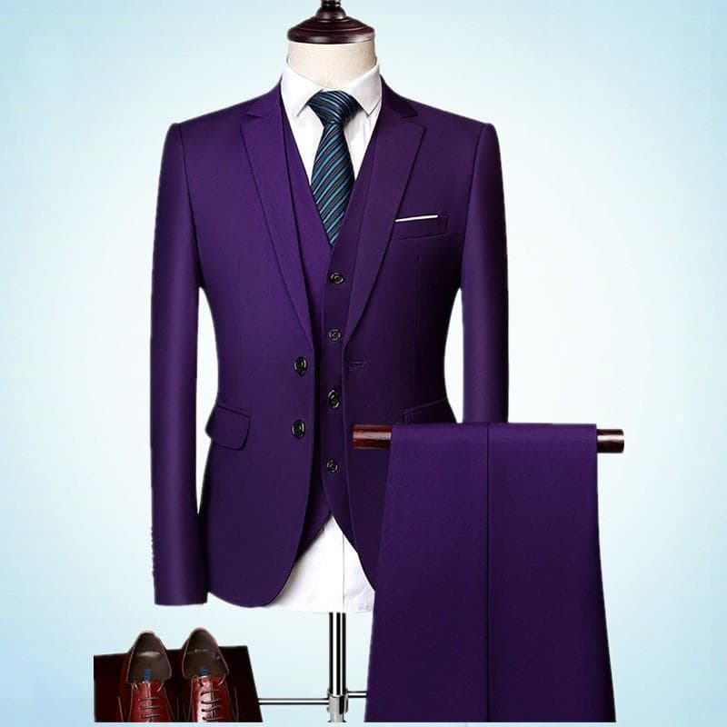 Suit Set Men's Three-Piece Suit Formal Wear Slim Fit Groom Best Man Wedding Suit