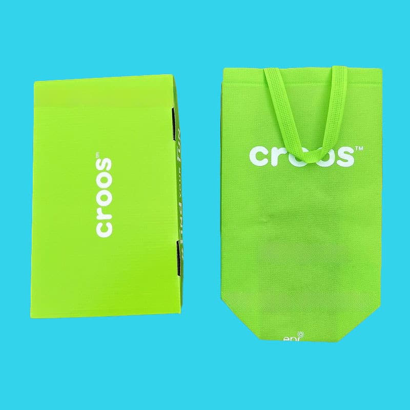 New Cross-style one-piece molded eco-friendly shoe box, green non-woven fabric tote bag manufacturer shoe box