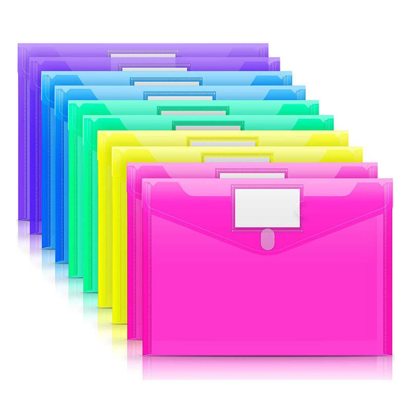 Cross-border product Velcro a4 file bag label foreign trade waterproof PP plastic color file bag folder