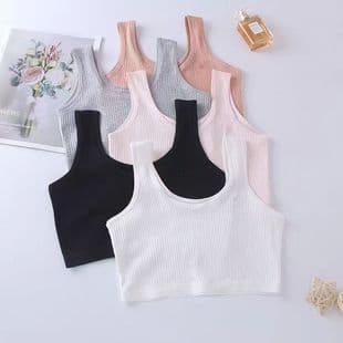 Girls' Cotton Vest with Wide Shoulder Straps, Anti-Show-Through, Double-Layer Breathable, for Developing Teens, Middle and High School Students
