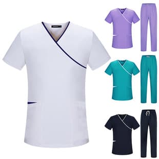 Polyester Cotton High-End Beauty Salon Nurse Hospital Doctor Handwashing Gown Workwear Nurse Uniform Contrast Pocket Straight Leg Pants