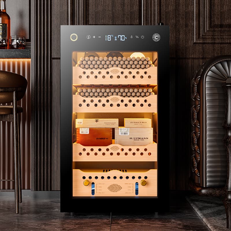 Jialong CL-70C Cigar Cabinet with Cedar Wood Shelves, Inverter Smart Compressor Cabinet for Constant Temperature and Humidity