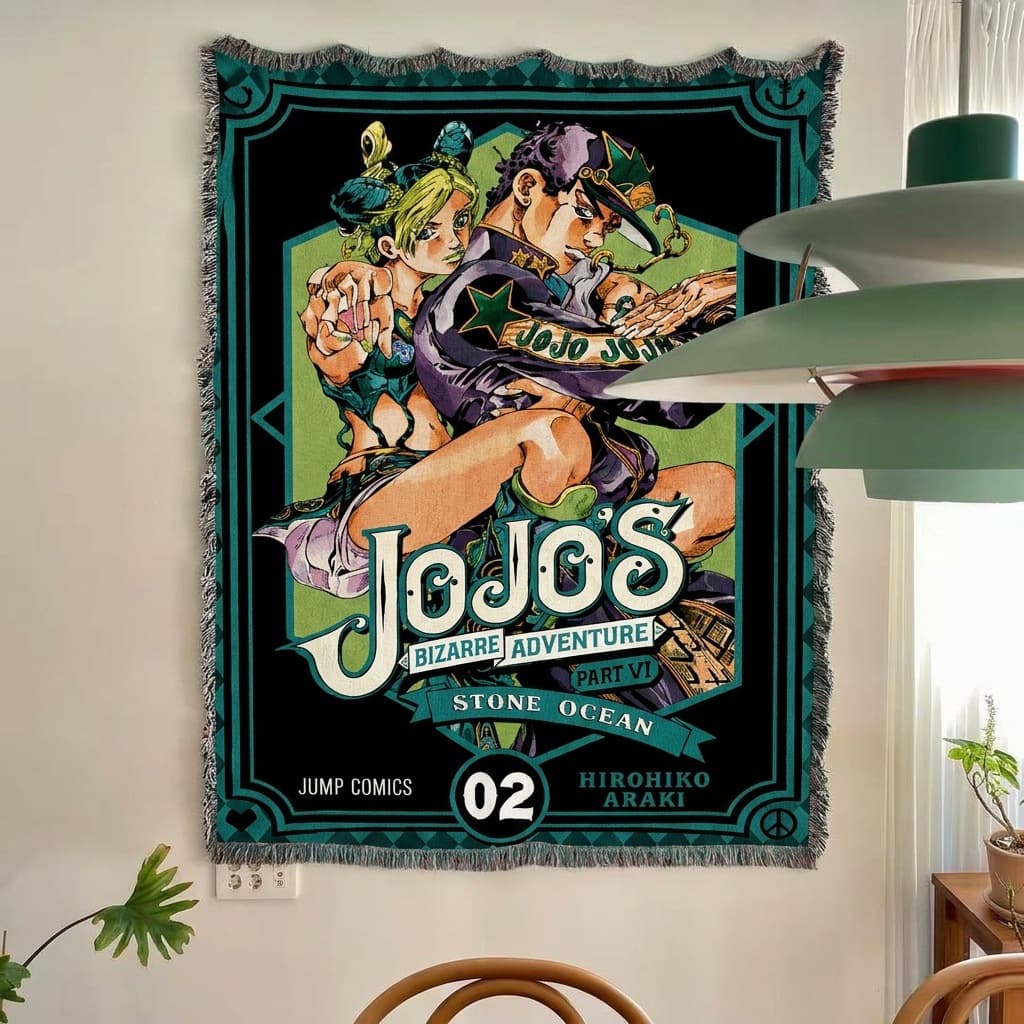 Cartoon Anime JOJO Dragon Ball Single Retro Trendy Fleece Blanket Throw Sofa Blanket Four-Season Couch Cover