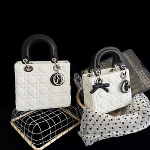 Sheepskin Bow Two-tone Lady Dior Bag Women 2026 New Trendy High-end Chain Bag Handheld Crossbody Small Bag
