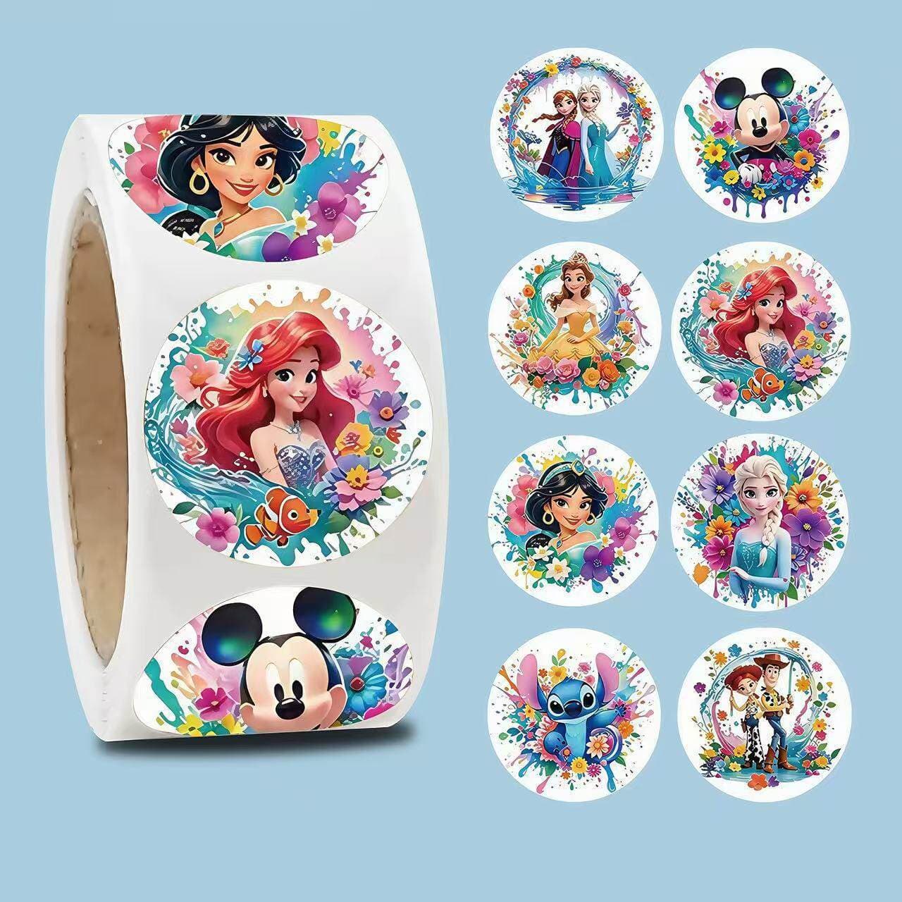 500 Disney Princess Roll Stickers Cartoon Cute Children Reward Ins Style Hand Account Stickers Sealing Stickers