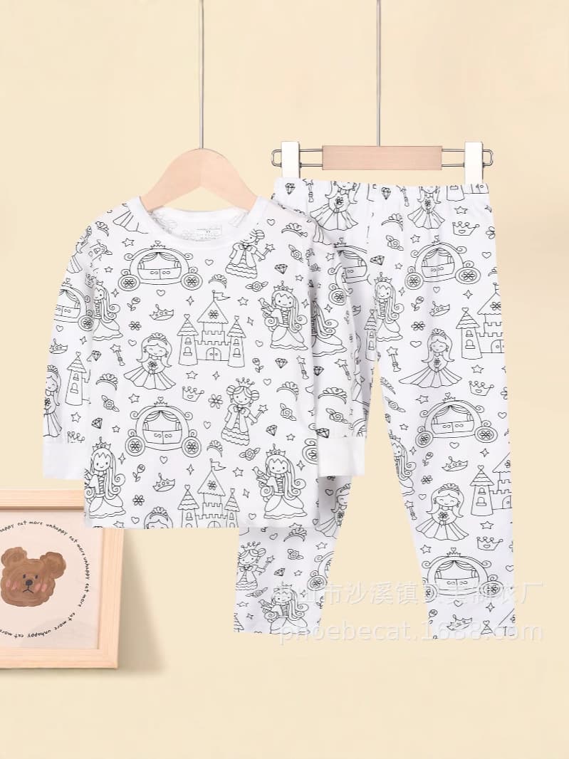 Foreign trade independent website stretch cotton girls' sketch coloring comfortable children's set fun DIY hand-painted A-class graffiti