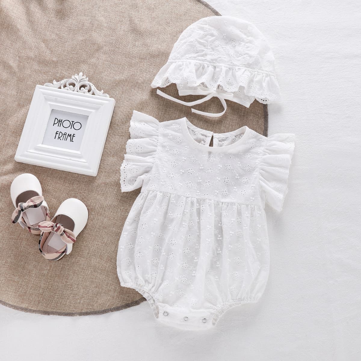 Korean Summer Newborn Floral Lace Flutter Sleeve Bodysuit Baby Boys Girls Triangle Romper