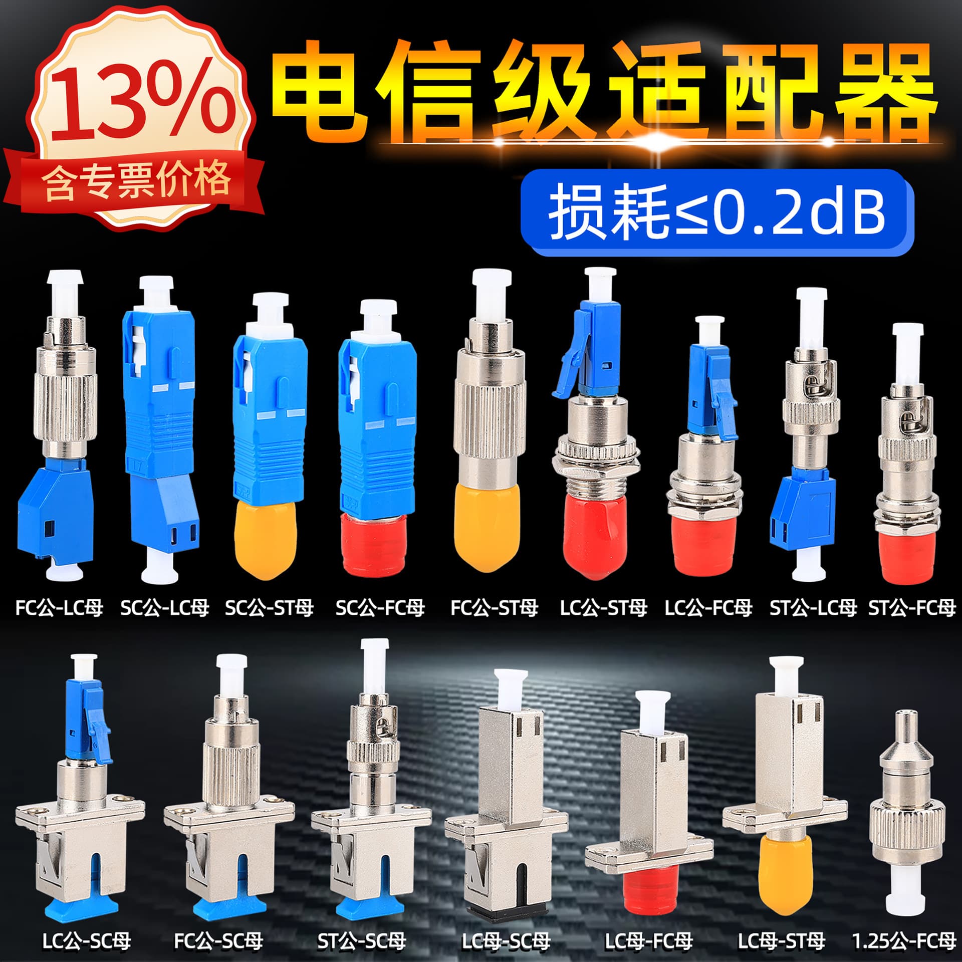 Fiber Optic Adapter FC Male - LC Female SC-LC Converter Red Light Pen Optical Power Meter Flange Adapter