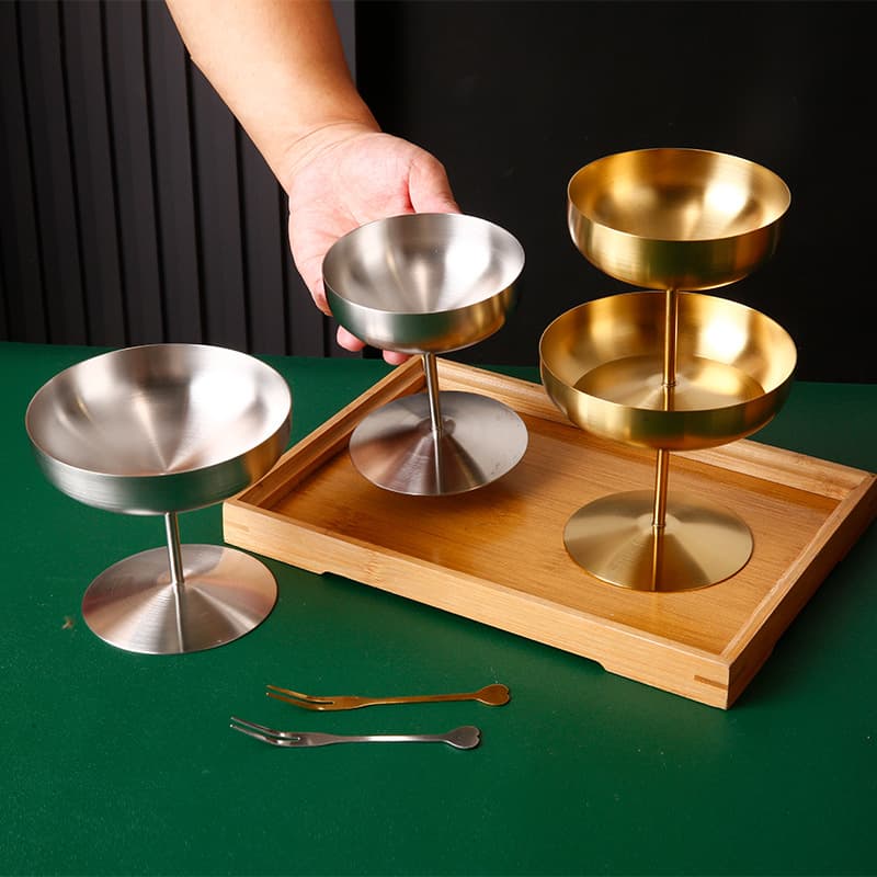 Light luxury tall ice cream cup stainless steel cold drink cup summer ice cup wedding banquet dessert cup dessert table fruit cup