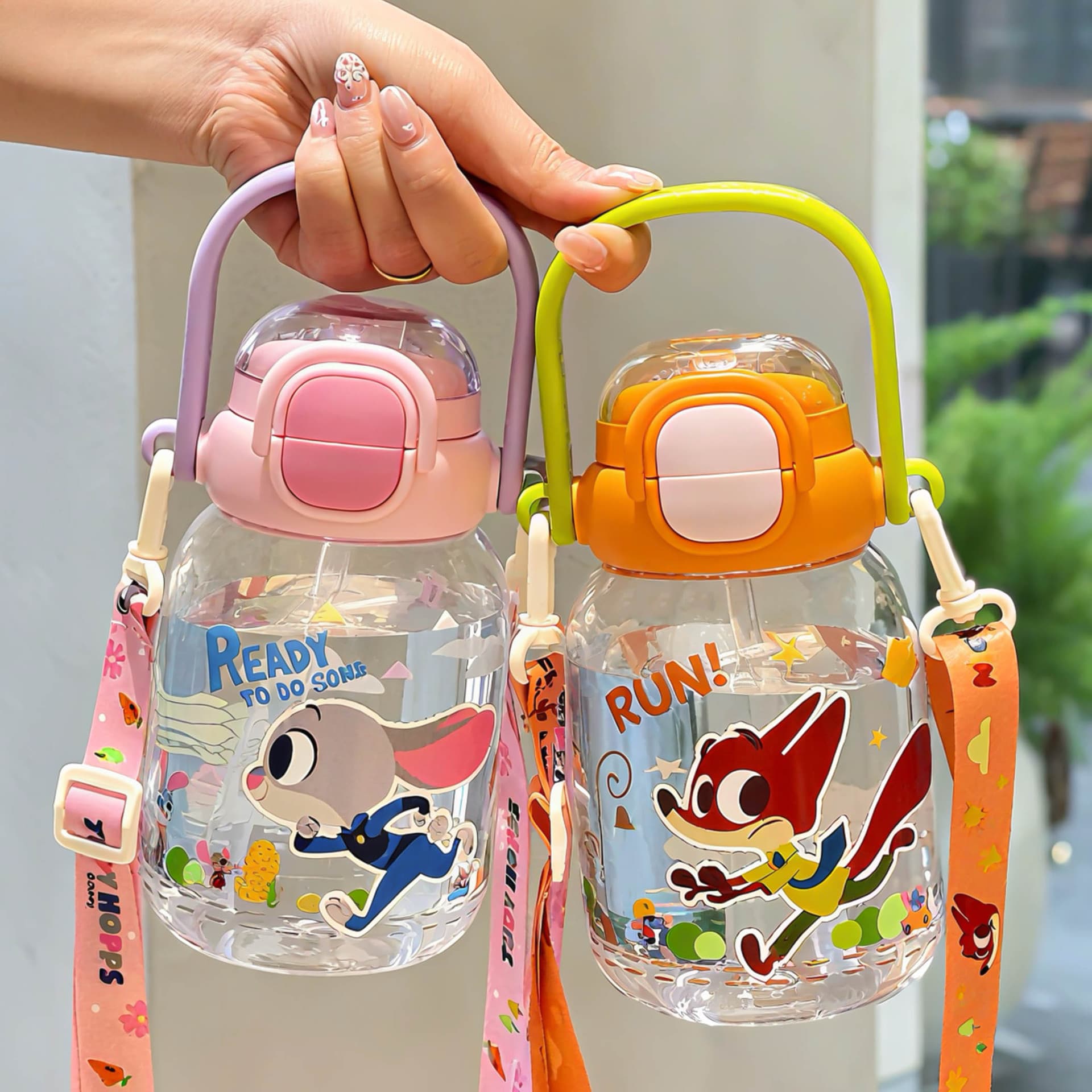 Zootopia Judy Hopps Kids Water Bottle Dual-Drink Straw Cup for School Students Summer Plastic Cup