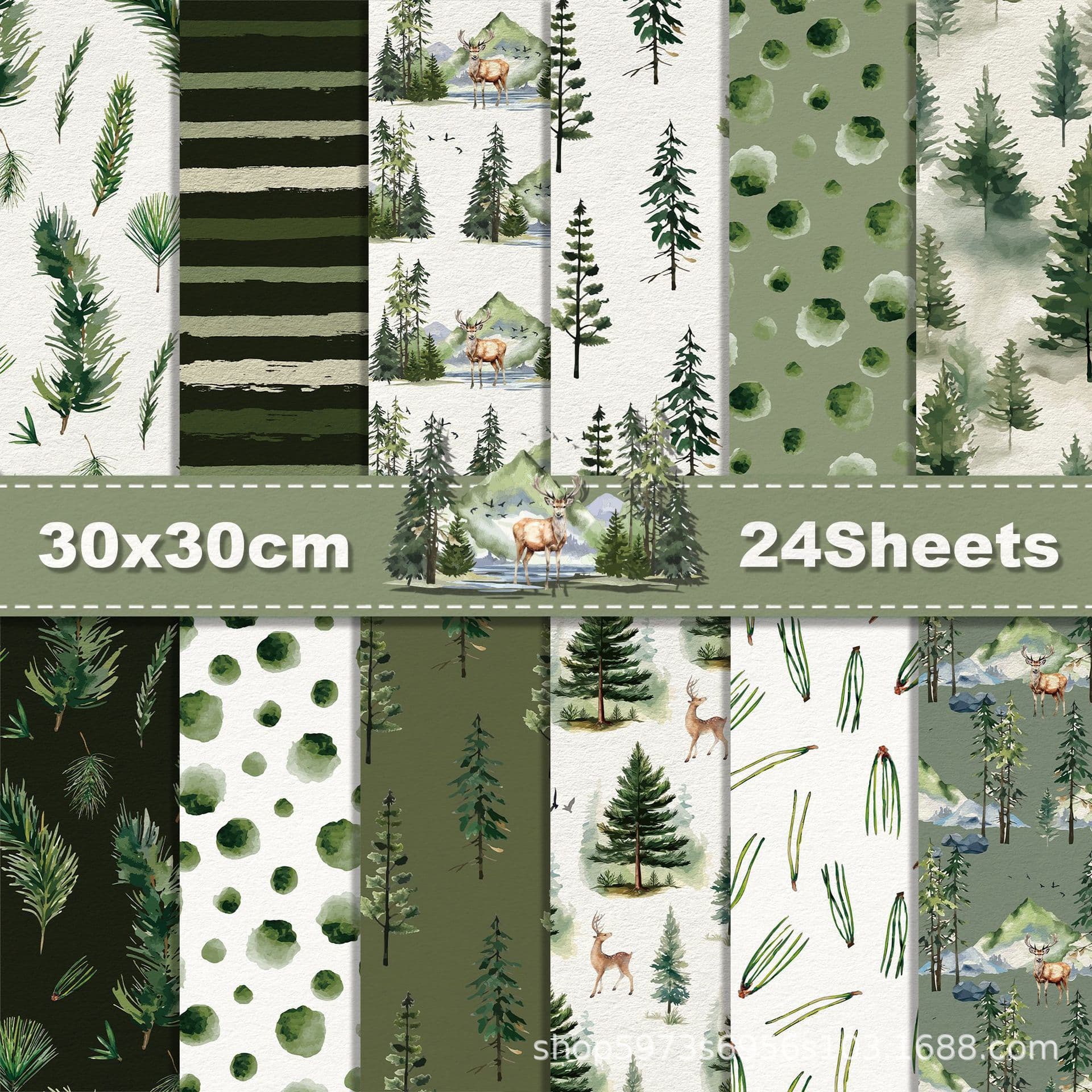WW118 Christmas Water Forest Forest Animals Journal Scrapbook Paper Cut-out Card Making Background Paper