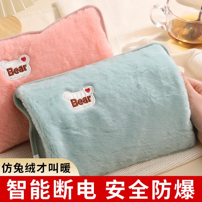 Cross-border rechargeable hot water bottle, cartoon electric hand warmer, European standard plush hand warmer, British standard foreign trade hand warmer wholesale.