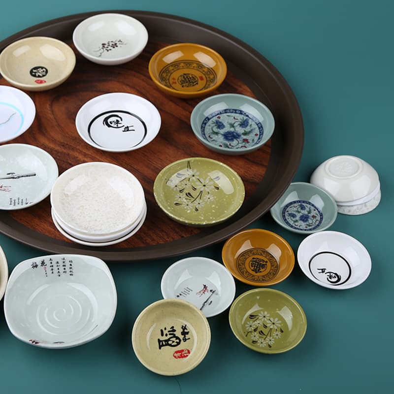 Melamine plastic flavor dishes, side dishes, seasoning dishes, hot pot restaurant sauce dishes, sauce vinegar dishes, commercial imitation porcelain resin tableware