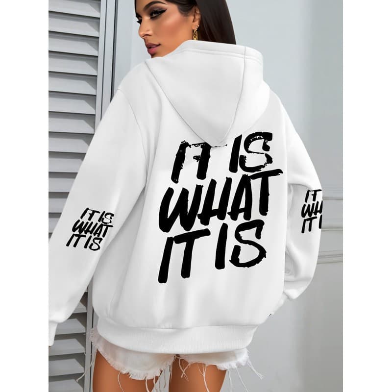2025 Women's Letters Print Hooded Hoodie Winter Women Hood