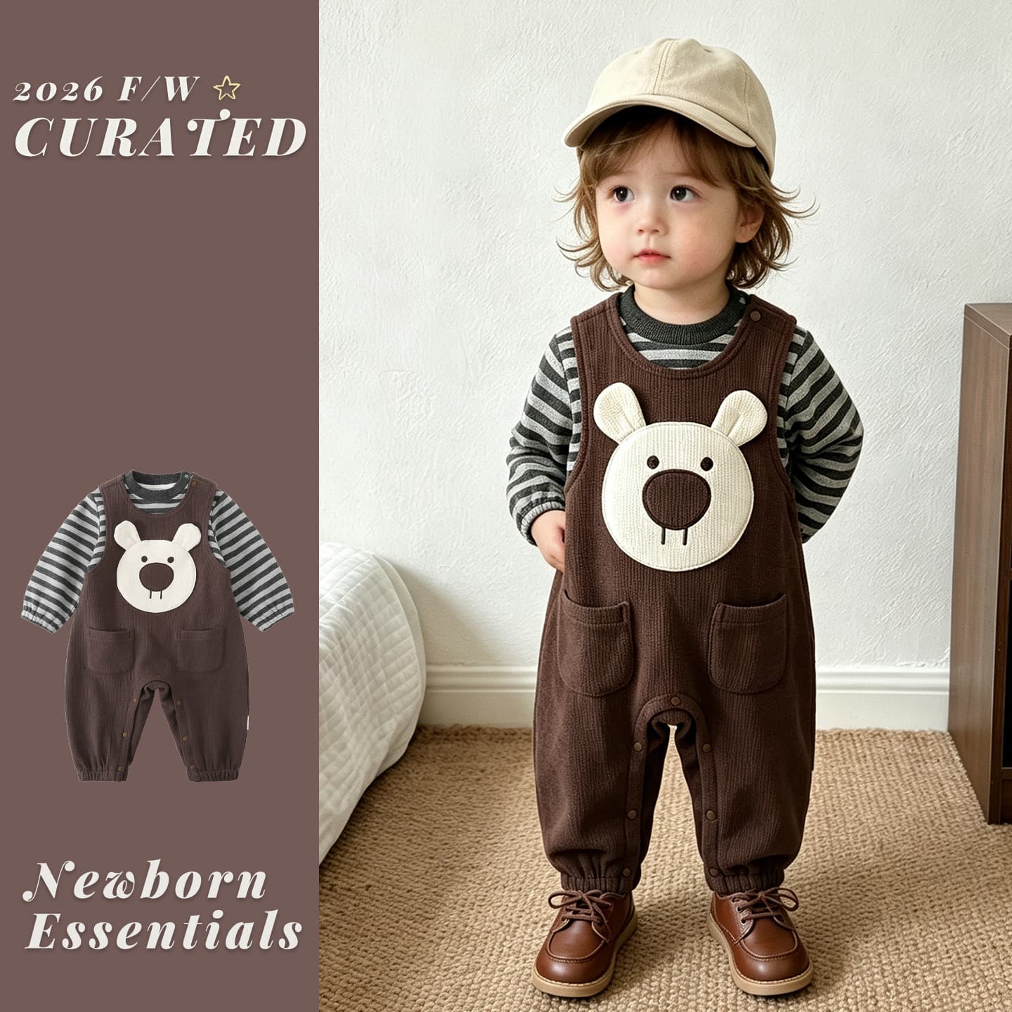 Baby autumn suit clothes overalls jumpsuit boy baby cute new cartoon super cute spring and autumn two-piece set