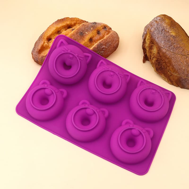 Children's Cartoon 6-Cavity Donut Mouse Bear Silicone Mold Chocolate Mold Cookie Mold Jelly Mold Steamed Bun Mold