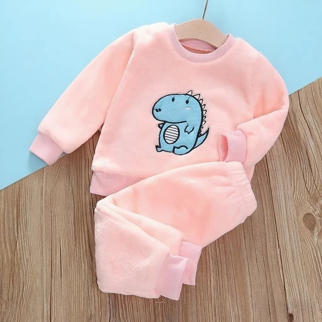 Baby Boy Pajama Set Toddler Fleece Winter Loungewear Cute Plush Bear Design