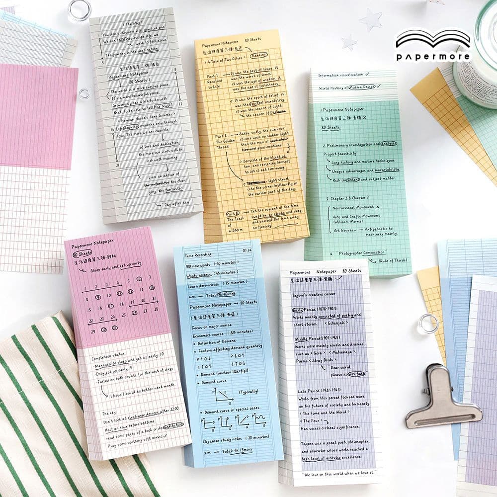 Jilv PaperMore Life Progress Third Series Writable Sticky Notes, Minimalist Journal Message Pads