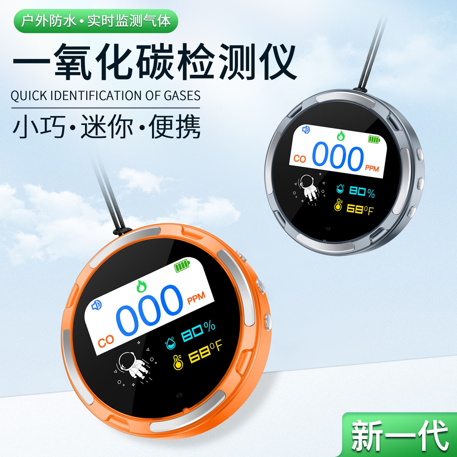 Cross-border new mini compact waterproof portable carbon monoxide alarm detector for outdoor use