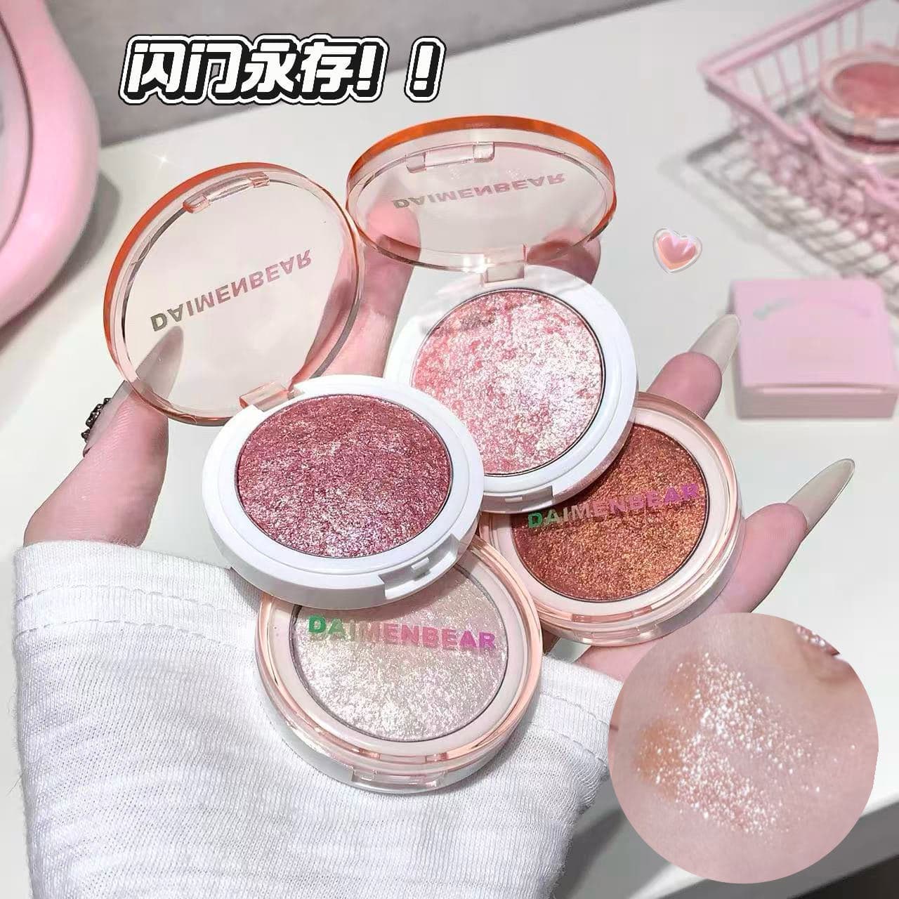 DaiMenBear Clear Shimmer Highlighter, Potato Mud Texture, Clear Water-Glow Finish, Enhances Facial Contour