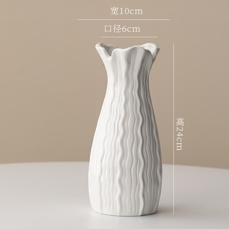 Ins European Simple Style Ceramic Vase Decoration for Hydroponic Flowers and Lucky Bamboo, Dining Room Living Room Desktop Ornament
