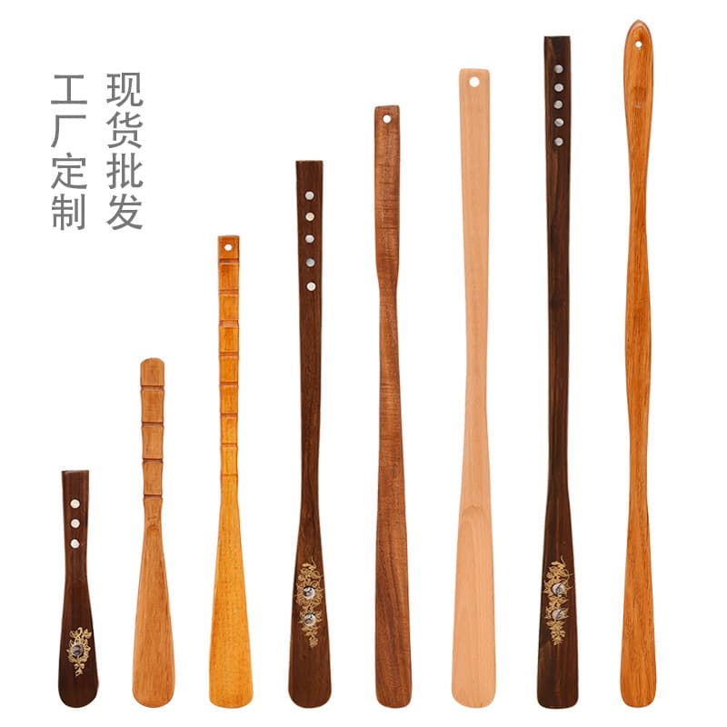 Wooden Shoe Horn Long Handle Shoe Lifter for Pregnant Women, Elderly, and Lazy Wearers - Home Use Shoe Stretcher and Puller