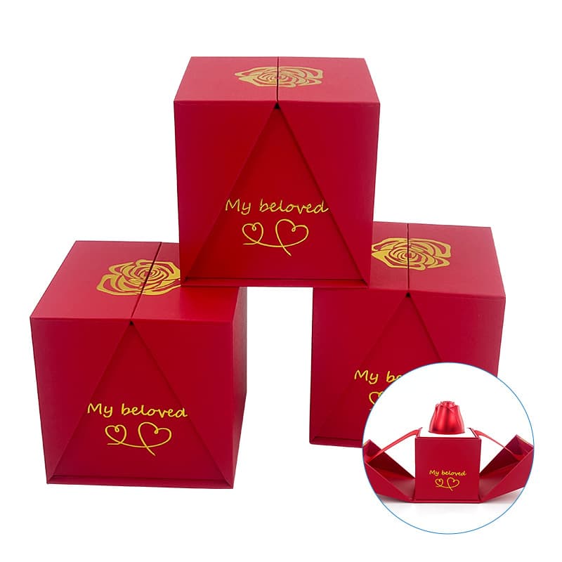Rose Double-Door Jewelry Box Ring and Necklace Gift Box