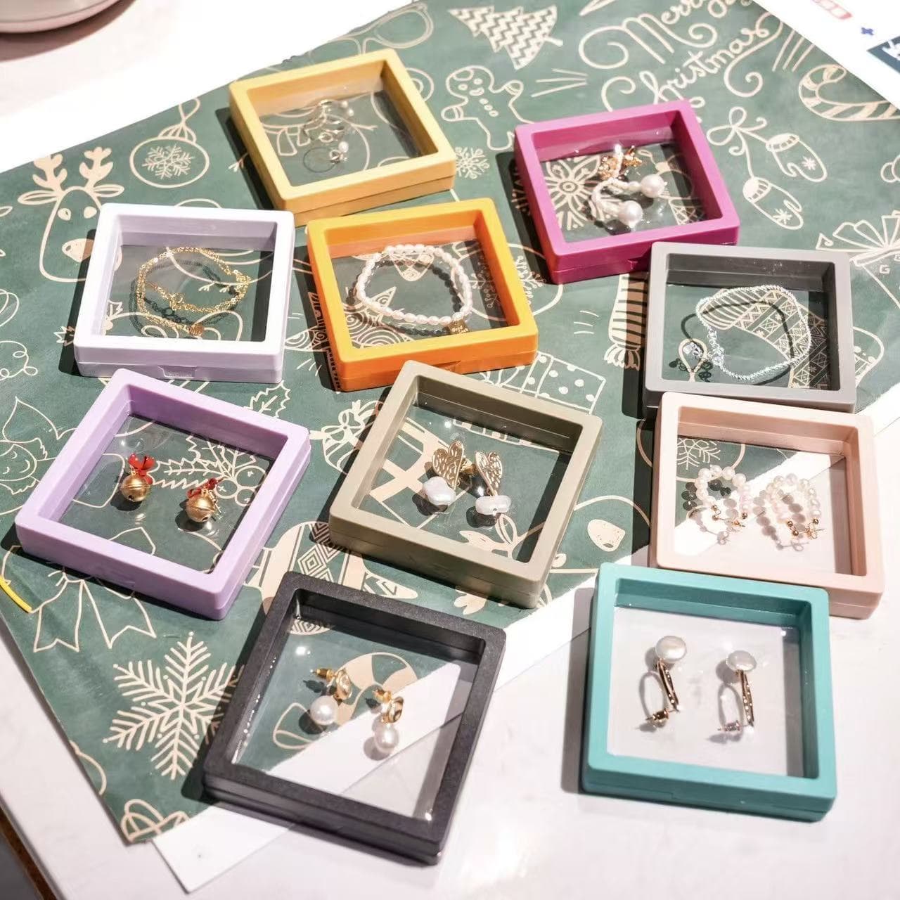 Transparent PE Film Floating Jewelry Box Ring Bracelet Hair Clip Brooch Display Box Cultural Creative Crystal Bracelet Packaging Box