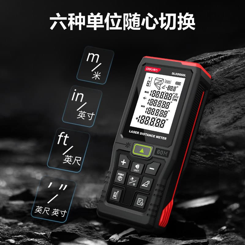 Deli Laser Distance Meter Green Beam Outdoor High Precision Voice Indoor & Outdoor DL331050 70 100L 120L