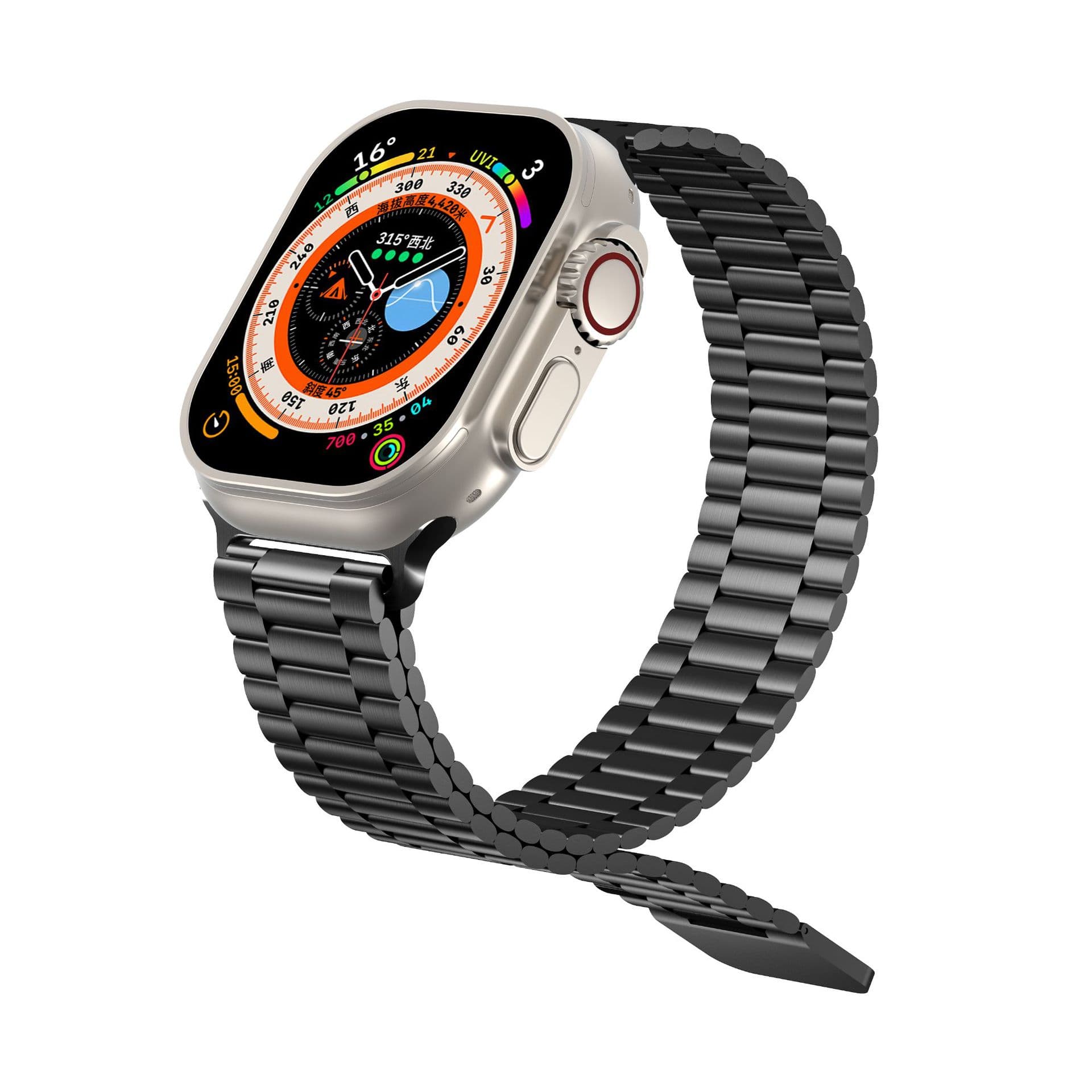 For Apple Watch Band Apple Metal Magnetic Solid Three-Bead Strap iWatch Smart Watch Band