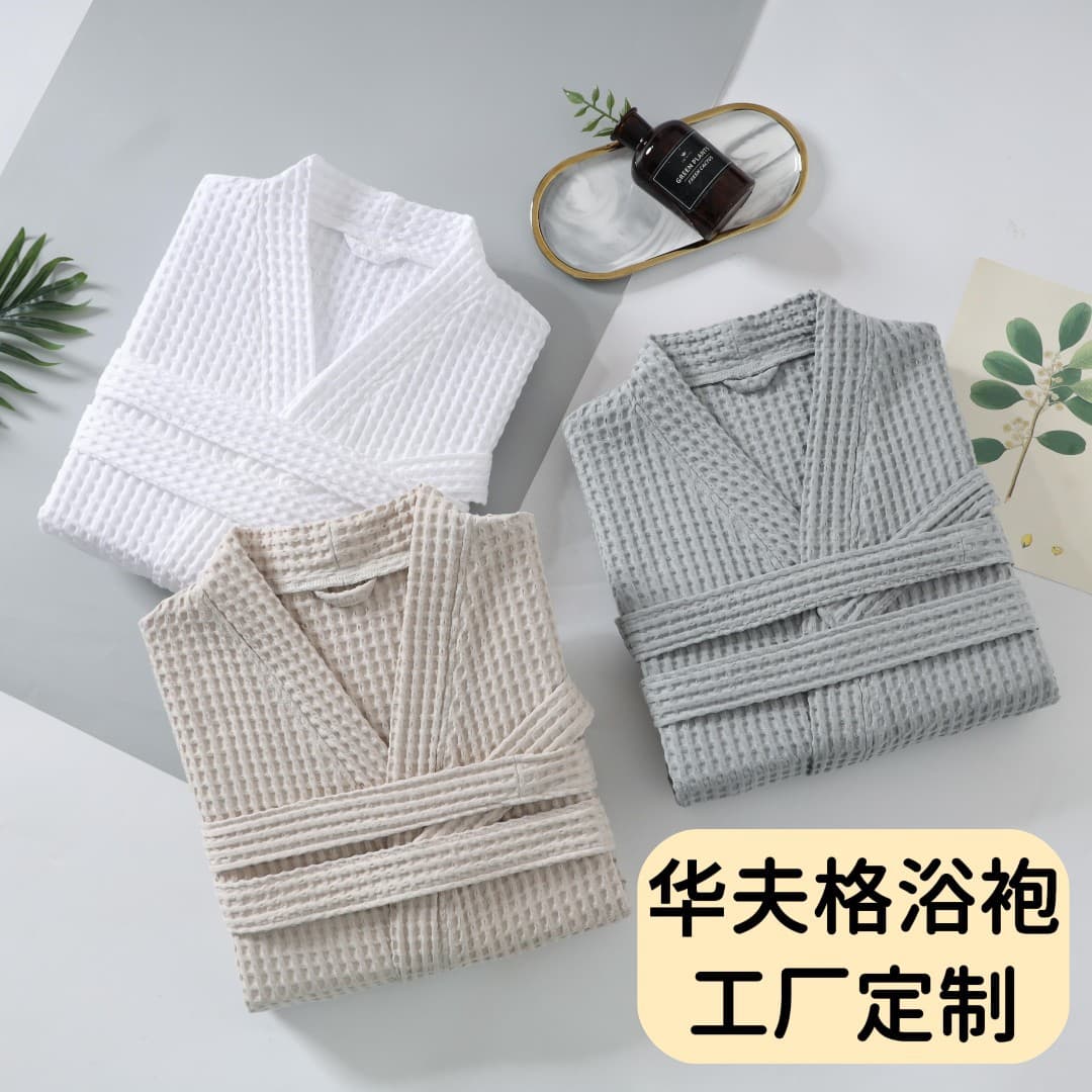 Waffle Bathrobe Long Robe for Men and Women, Cotton Bathrobe for Hotels and B&Bs, Star Hotel Quality Bathrobe