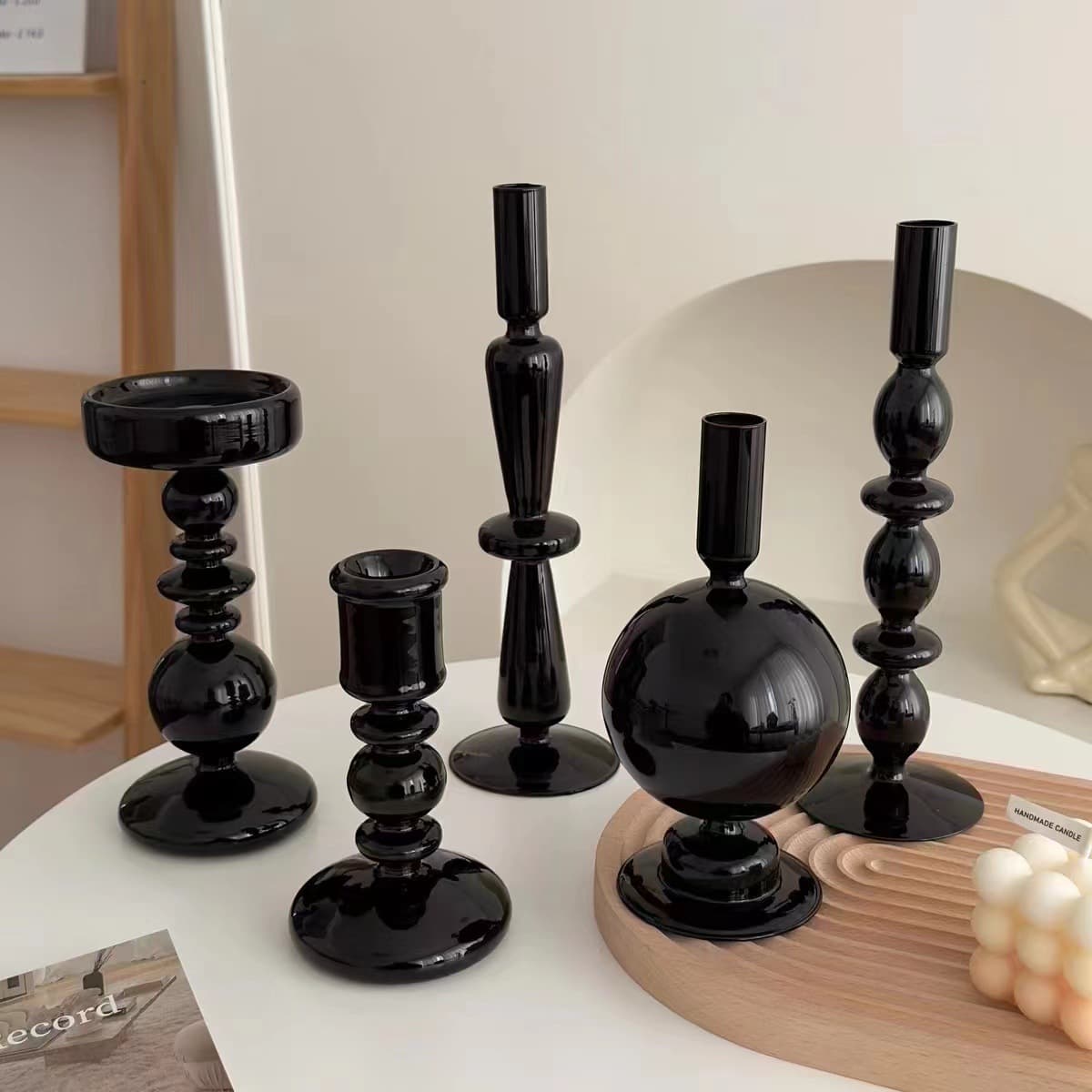Simple Modern Glass Candle Holder Vintage Home Living Room Table Romantic Candlelight Creative Decoration Photo Prop