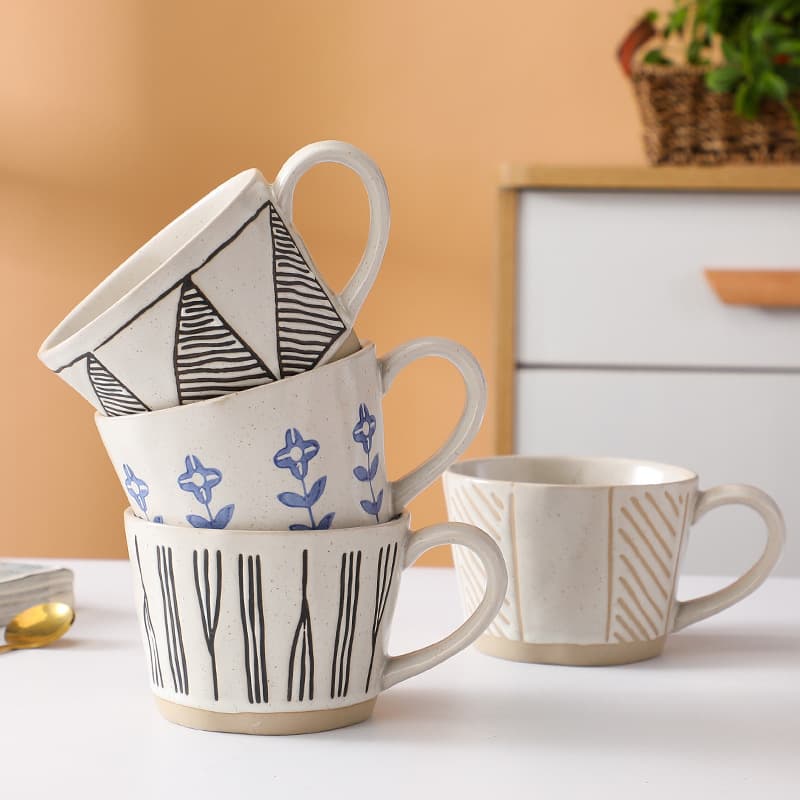 Japanese hand-painted mug design niche stoneware water cup underglaze color breakfast cup milk coffee cup retro cup