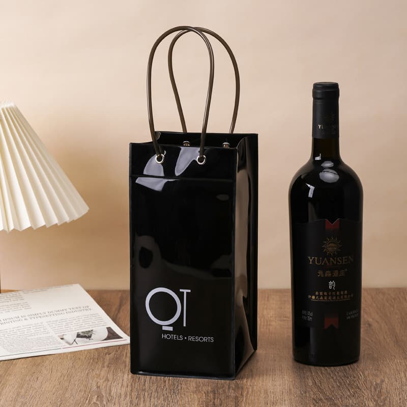 Stock PVC Leak-proof Ice Wine Tote Bag Wine Packaging Transparent Tote Bag Customizable Gift Bag